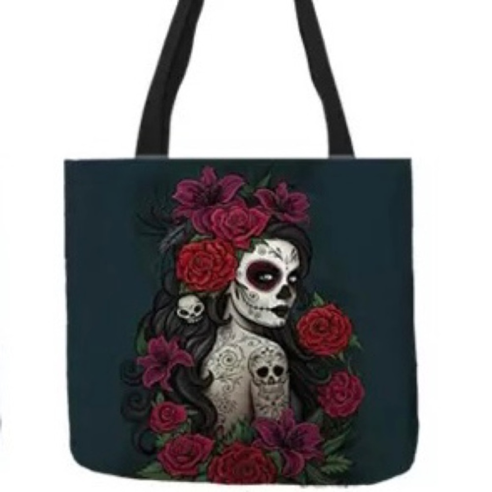 New Casual Handbag in Woman Totes Catarina Skull Art tattoo.